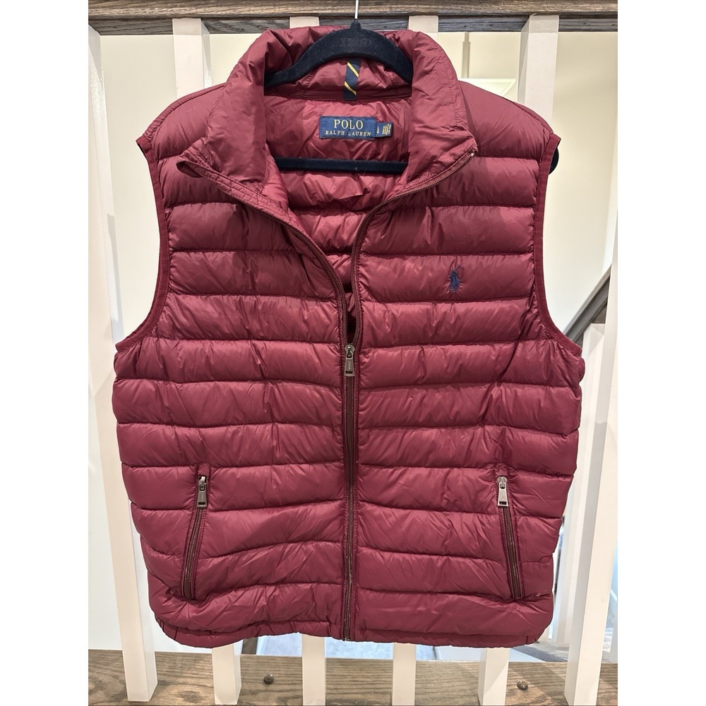 Polo Ralph Lauren Men's Maroon Quilted Vest Large Puffer Vest